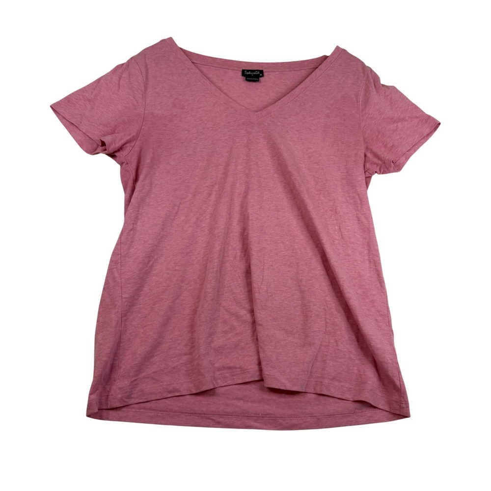 Splendid Womens V-Neck Short Sleeve T-Shirt Heathered Pink Size M 1679446